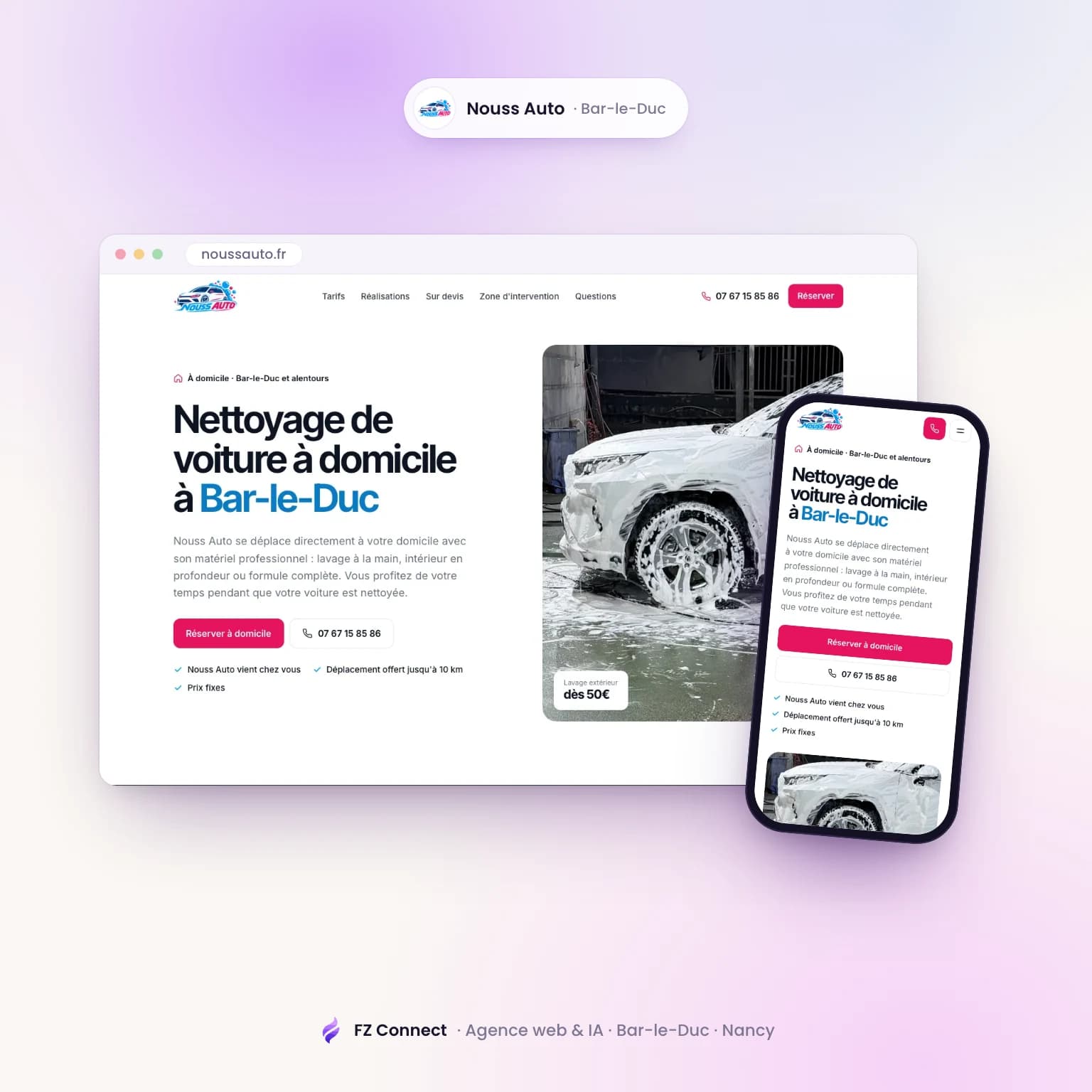 Nouss Auto : site et réservation en ligne pour le lavage auto à domicile à Bar-le-Duc — photo 1