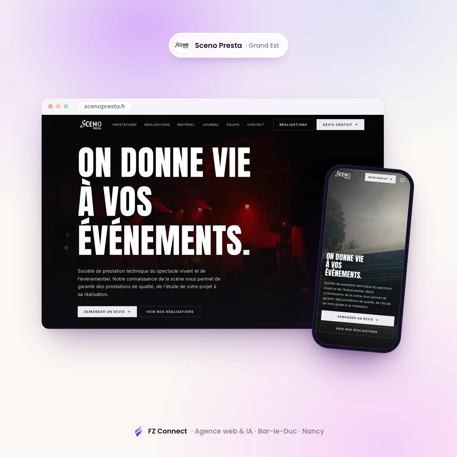 Sceno Presta : un site vitrine et un agent IA qui publie depuis WhatsApp — photo 1